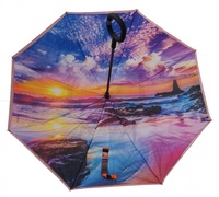 Умный двусторонний зонт-наоборот, с обратным открыванием POLPHIN Umbrella