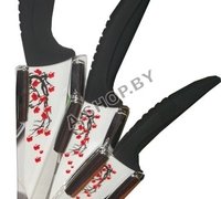 Набор керамических ножей в подставке 3 ножа с рисунком сакура SB-468 "MC-15"