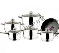 Набор посуды KaiserHoff KH 436 из нержавеющей стали  Cookware Set (Кукваре Сет) 12 предметов 