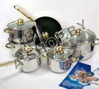 Набор посуды Royal из 12 предметов из нержавеющей стали с термодатчиками (5-ти слойное дно)