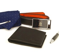 Подарочный набор для мужчин 4 в 1 галстук, ремень, ручка,портмоне