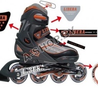 Коньки роликовые "Либера" LB 125A ABEC-7 алюминевая рама