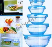 Набор салатников стеклянных с крышкой Glass Bowl Set 5 предметов (контейнеры)