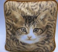 Подушка дорожная с 3D рисунком 35 х 35 см. рисунок: Кот 